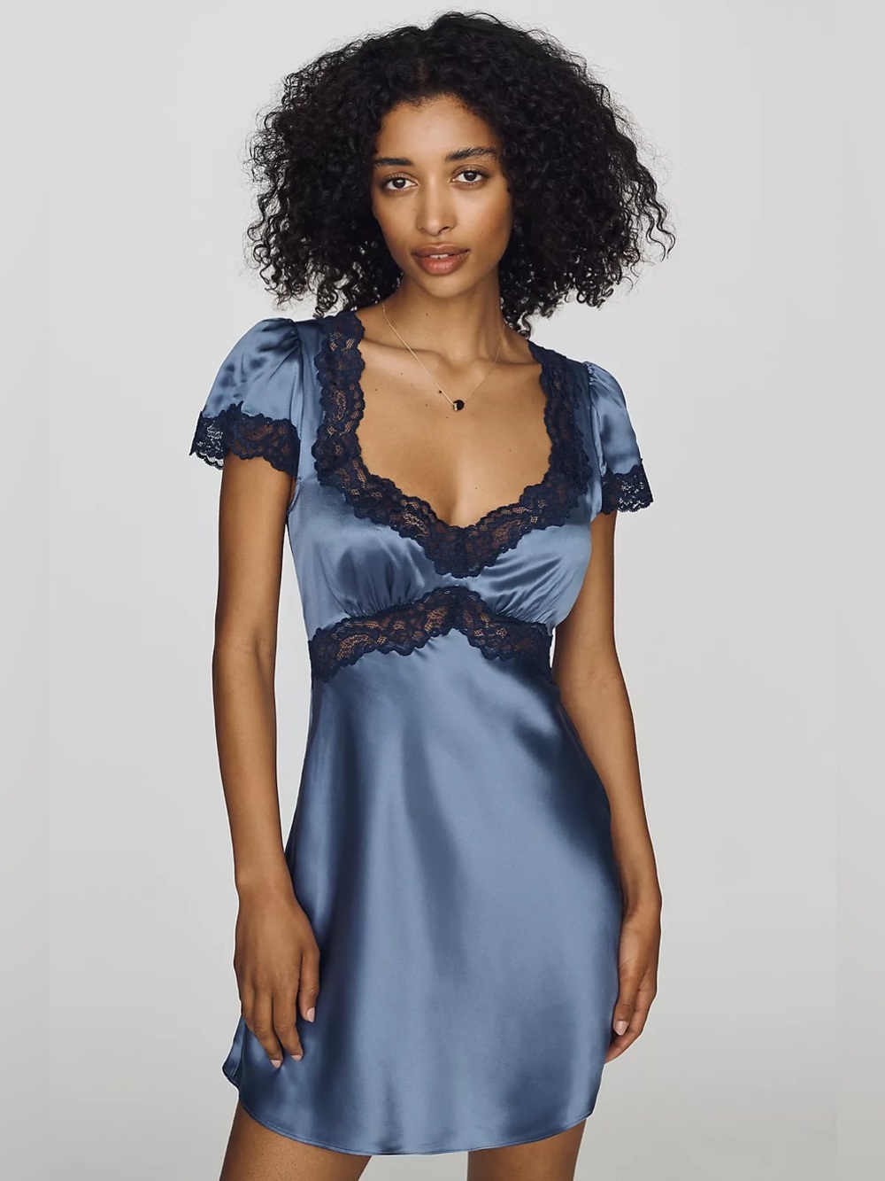 NWT Anthropologie Reformation Orig. $278 Romi Silk Mini Dress Cornflower Blue